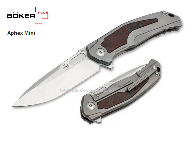 Boker Plus Mini Aphex Flipper Framelock Knife, VG10, Titanium/CF, 01BO197